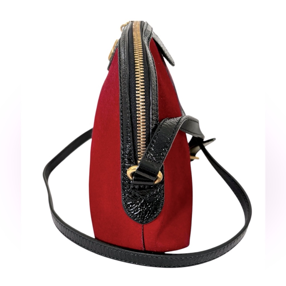 GUCCI OPHIDIA GG red suede black patent leather Shoulder/Crossbody bag - Picture 2 of 8